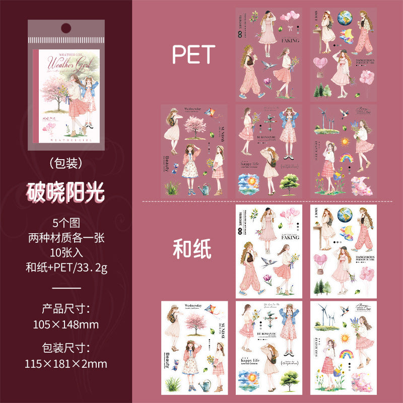 Girl Character PET stickers 10 sheets