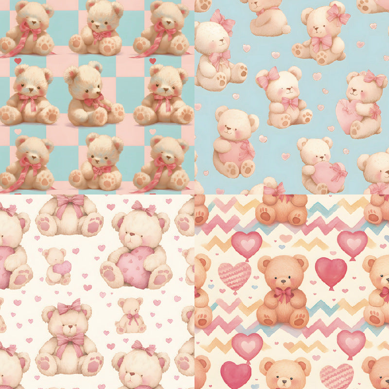 Cuddly Bears material paper background 10 sheets