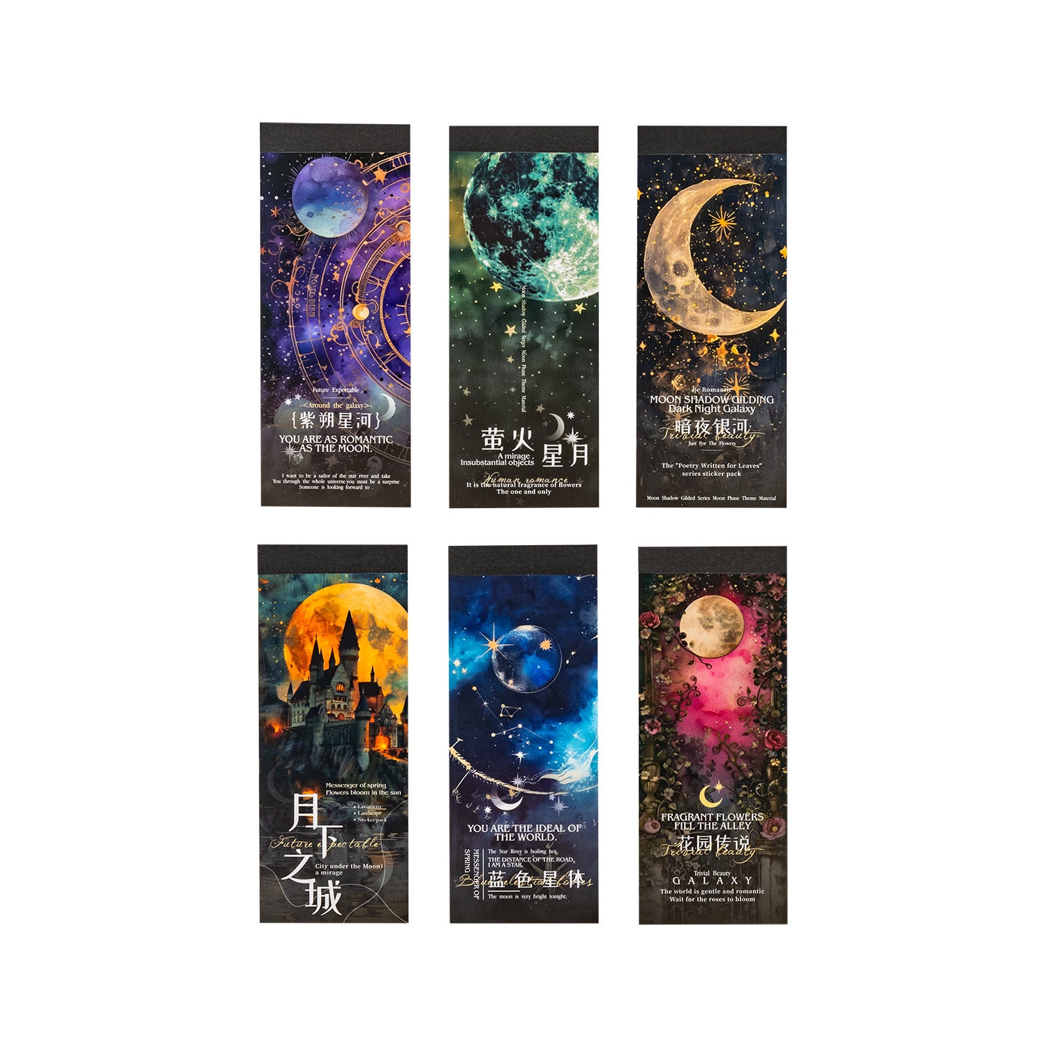 Gilded Stickers – Moon Shadow Series, 6 Options - ViktaShop