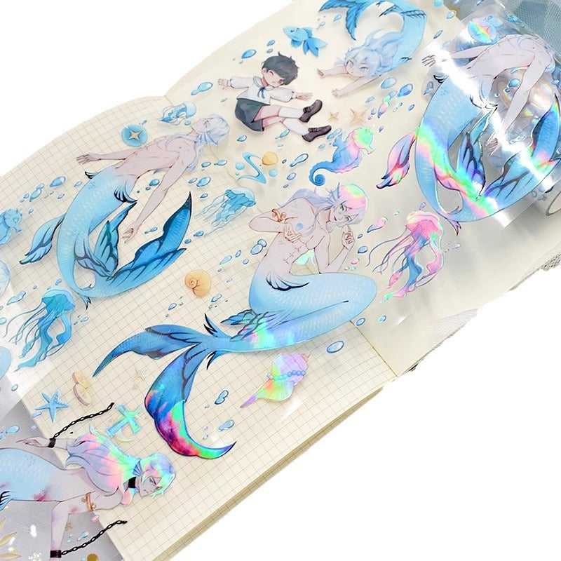 Mermaid Collage PET Tape Set - Floral & Shell DIY Stickers, 2m - ViktaShop