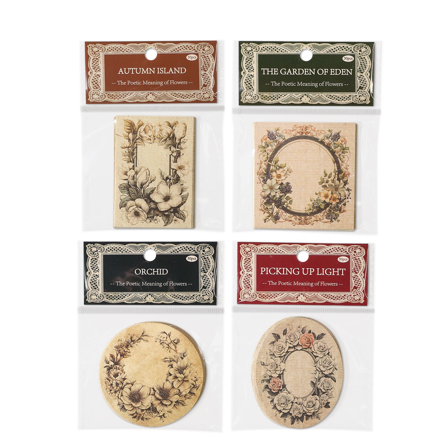 Ancient Forest Note Paper - Flowers Poetic Series, 4 Pcs - ViktaShop