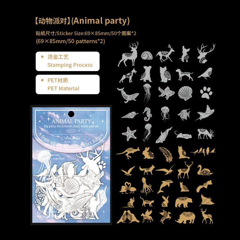 PET Laser Sticker Pack - Silver Sea Flower, 6 Options - ViktaShop