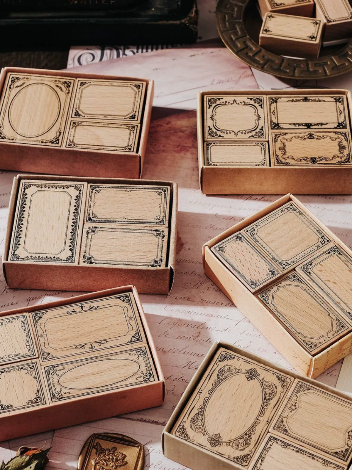 Retro European-Style Border Wooden Stamp Set – Collage Decoration & Printing Tool - ViktaShop
