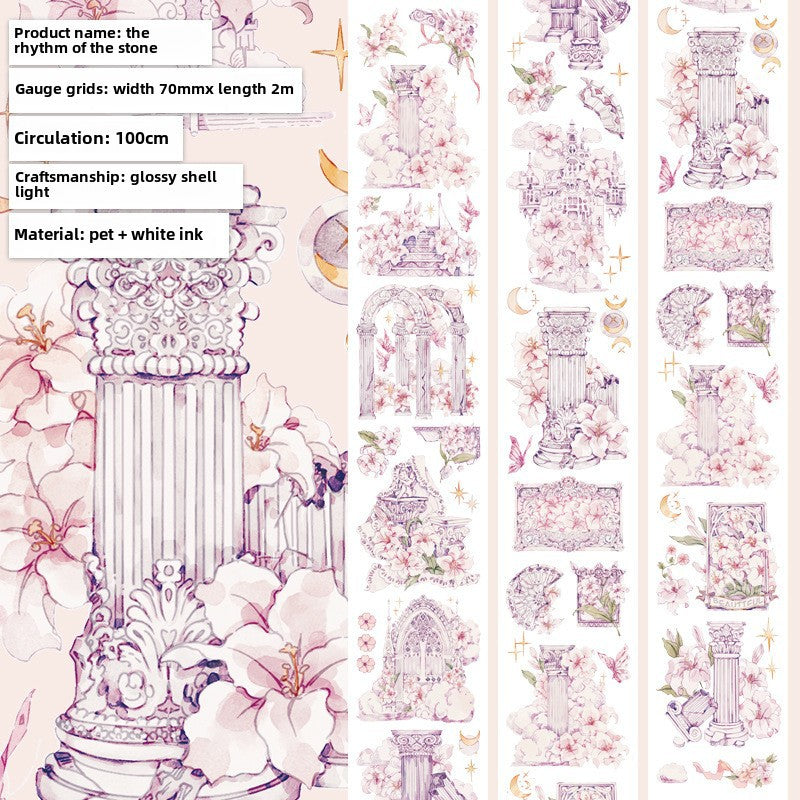 Watercolor Flower PET Tape – Black & White Frame - 2m - ViktaShop
