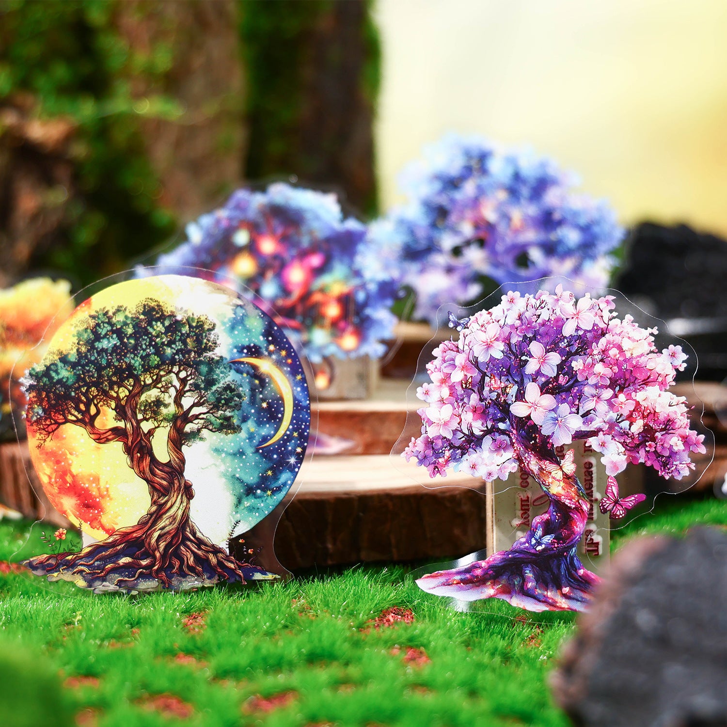 Tree Shadow Love Song PET Stickers - Forest Night Series, 20 Pcs - ViktaShop