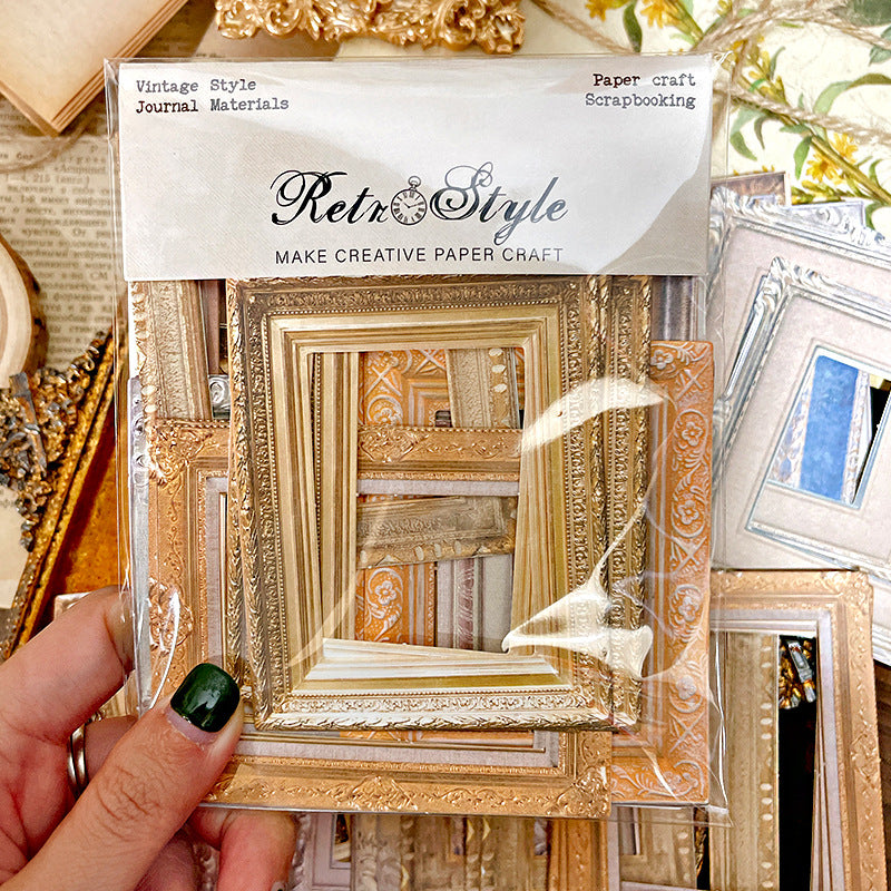 Retro Hollow Border Material Paper – Background Paper, 30 Sheets - ViktaShop
