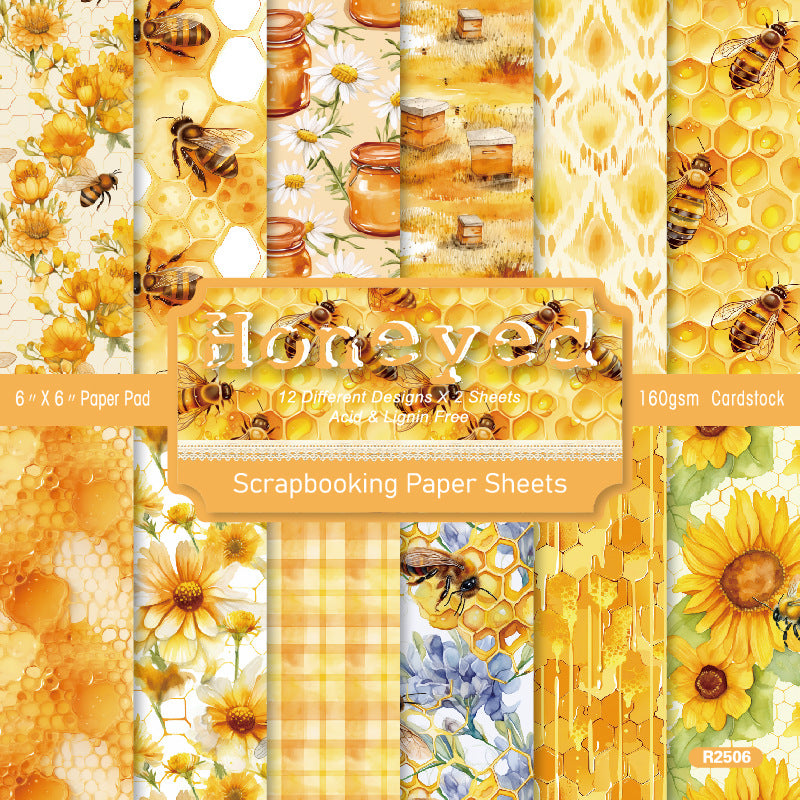 Honey Background Paper – Single-Sided, 24 Sheets - ViktaShop