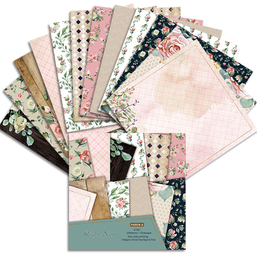Retro Flower DIY Album Scrapbook Pattern Paper - 24 Sheets - ViktaShop
