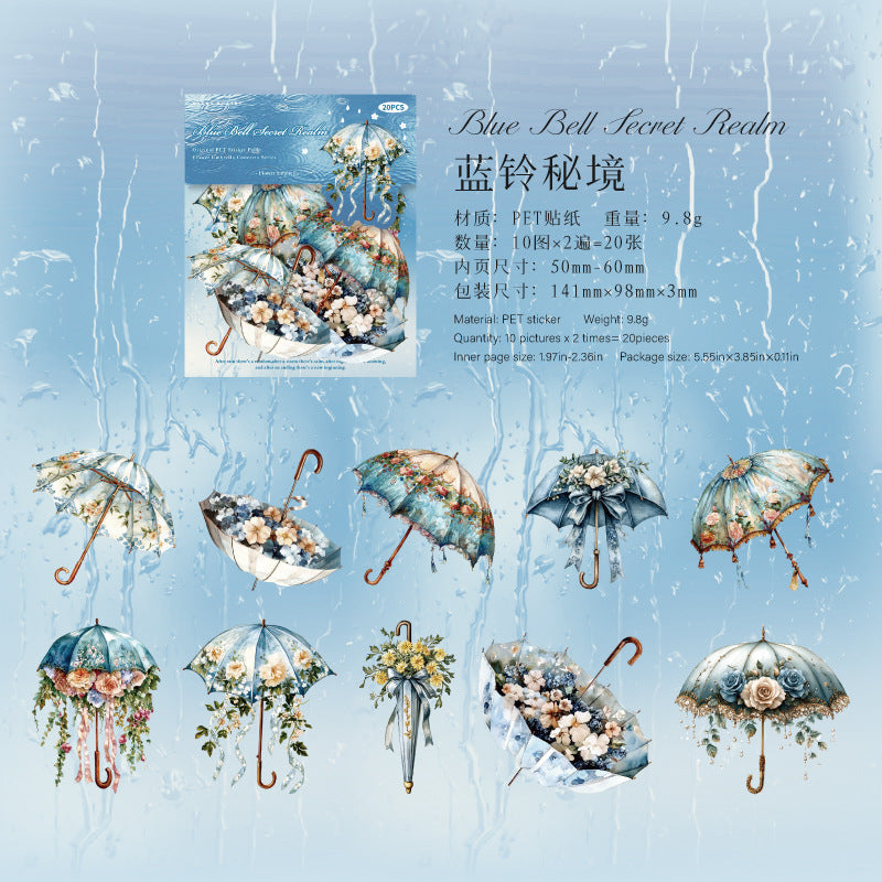Flower umbrella PET sticers 10 psc
