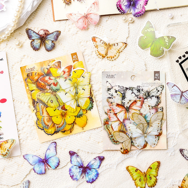 Pet Die-Cut Sticker Pack Spring Butterfly Series 40 Pieces