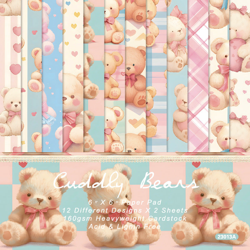 Cuddly Bears material paper background 10 sheets