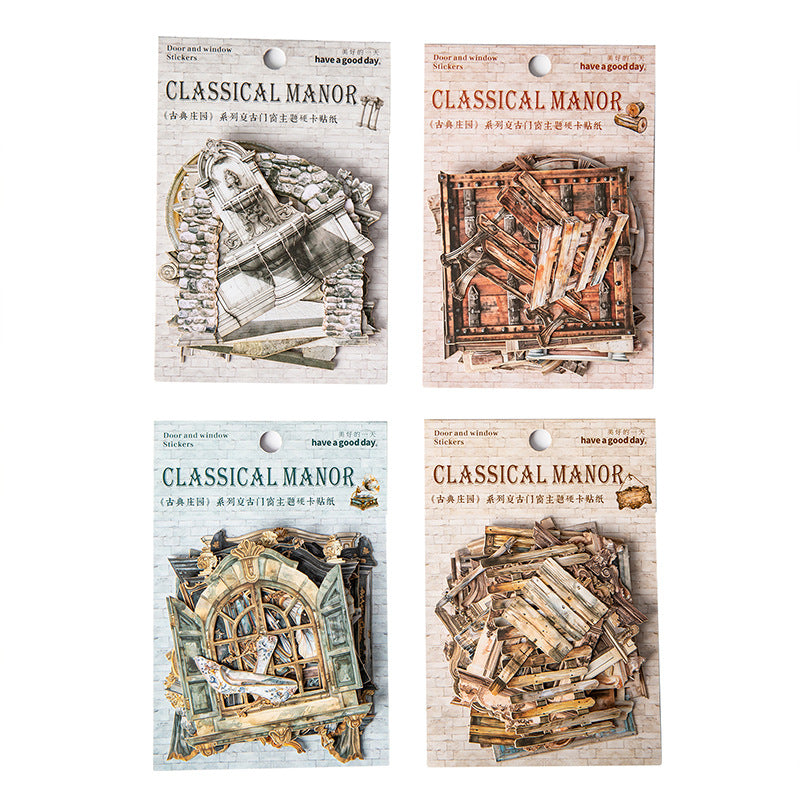 Hard Card Stickers – Classical Manor Series Retro Door & Window, 4 Options - ViktaShop