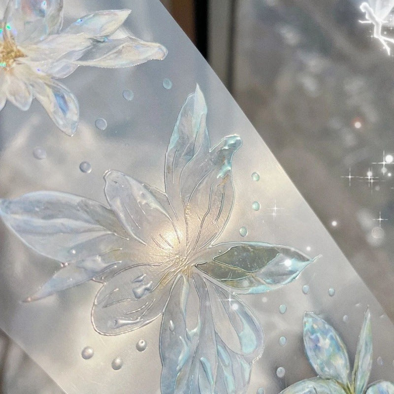 Ice Heart Silk Light PET Tape - Ancient Style Flower Sticker - ViktaShop