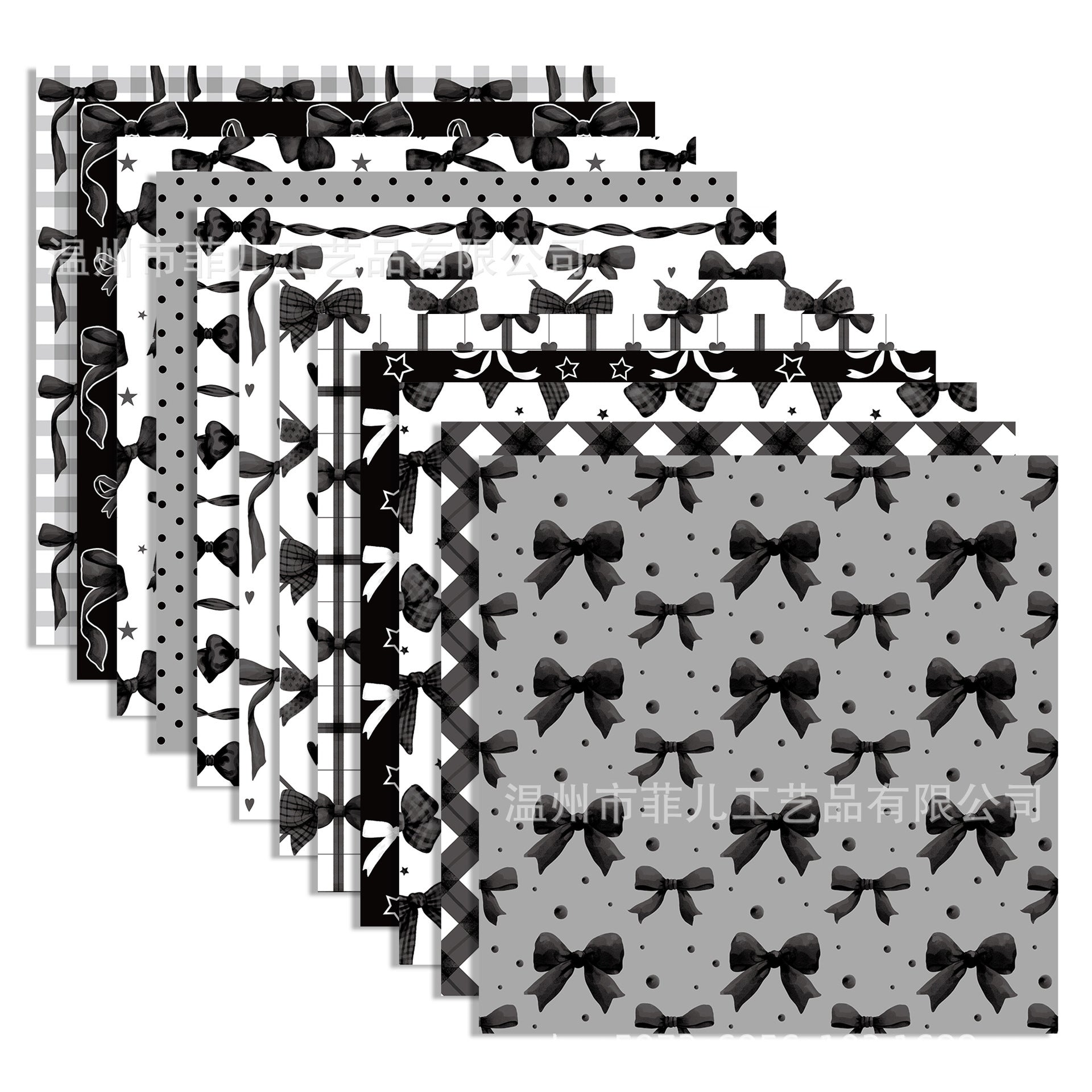 Black Bow Background Paper - Dark Princess Style, 24 Sheets - ViktaShop