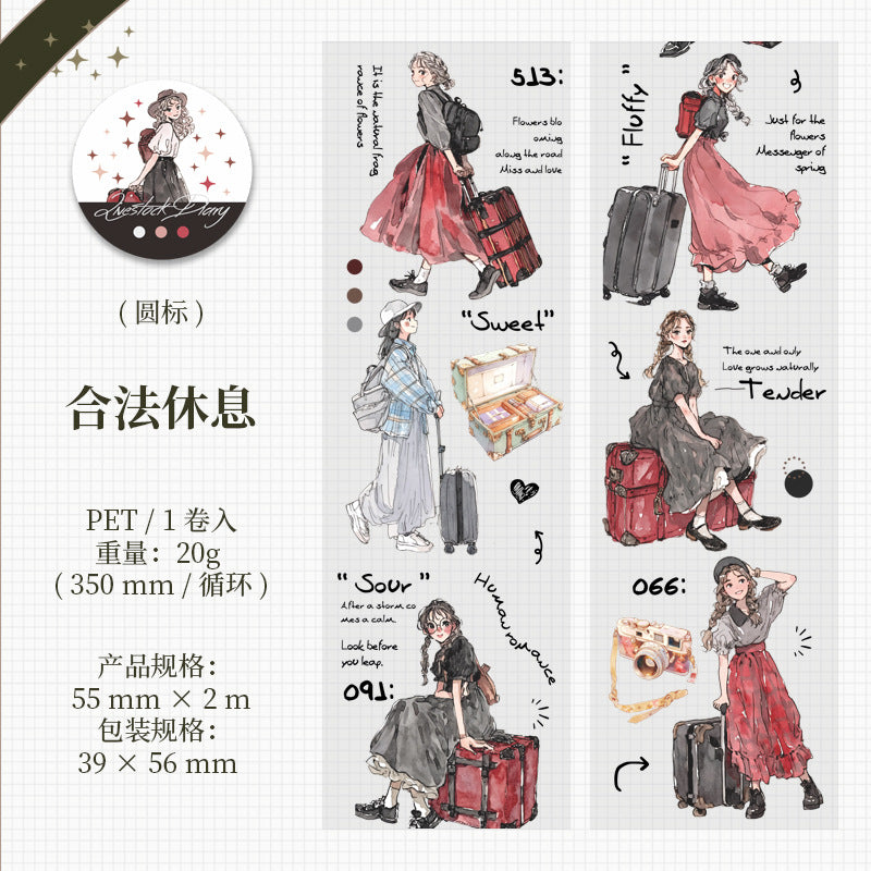 Social Animal Diary Series Original Character PET Tape 6 Styles 5.5 cm / 2 m