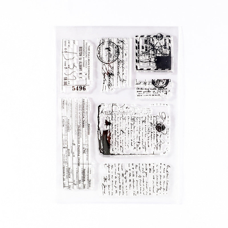 Transparent Retro Silicone Stamp Set – DIY English & Plant Designs - ViktaShop