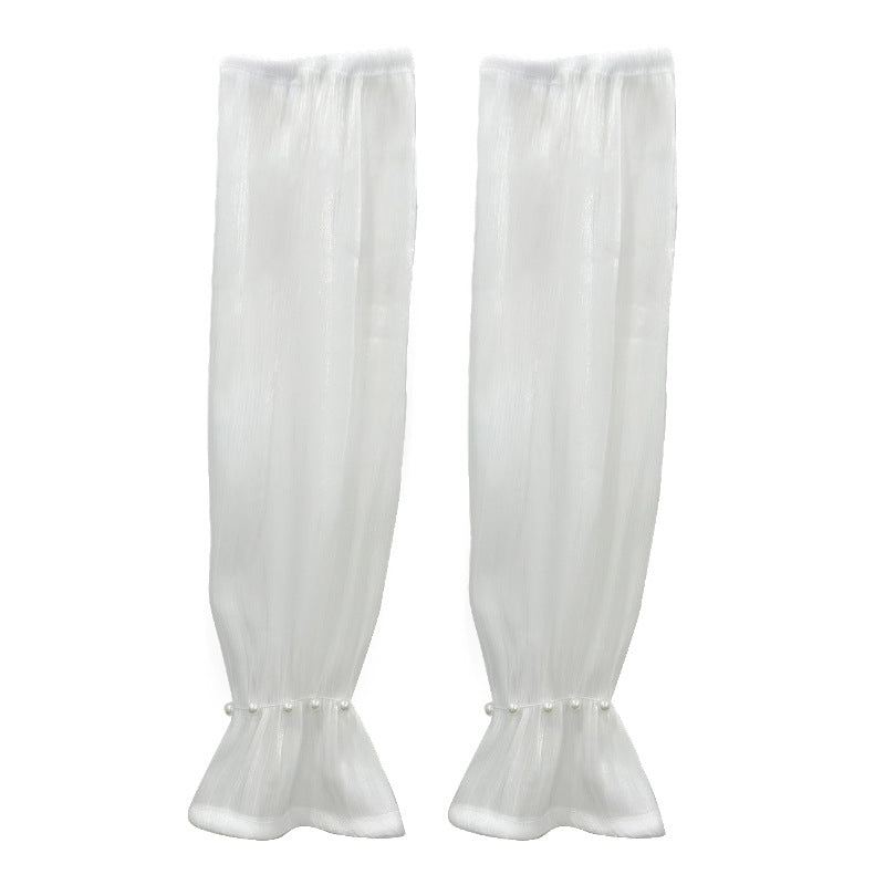 Korean Style Ice Silk Sunscreen Arm Sleeve, Pearl Detail - ViktaShop