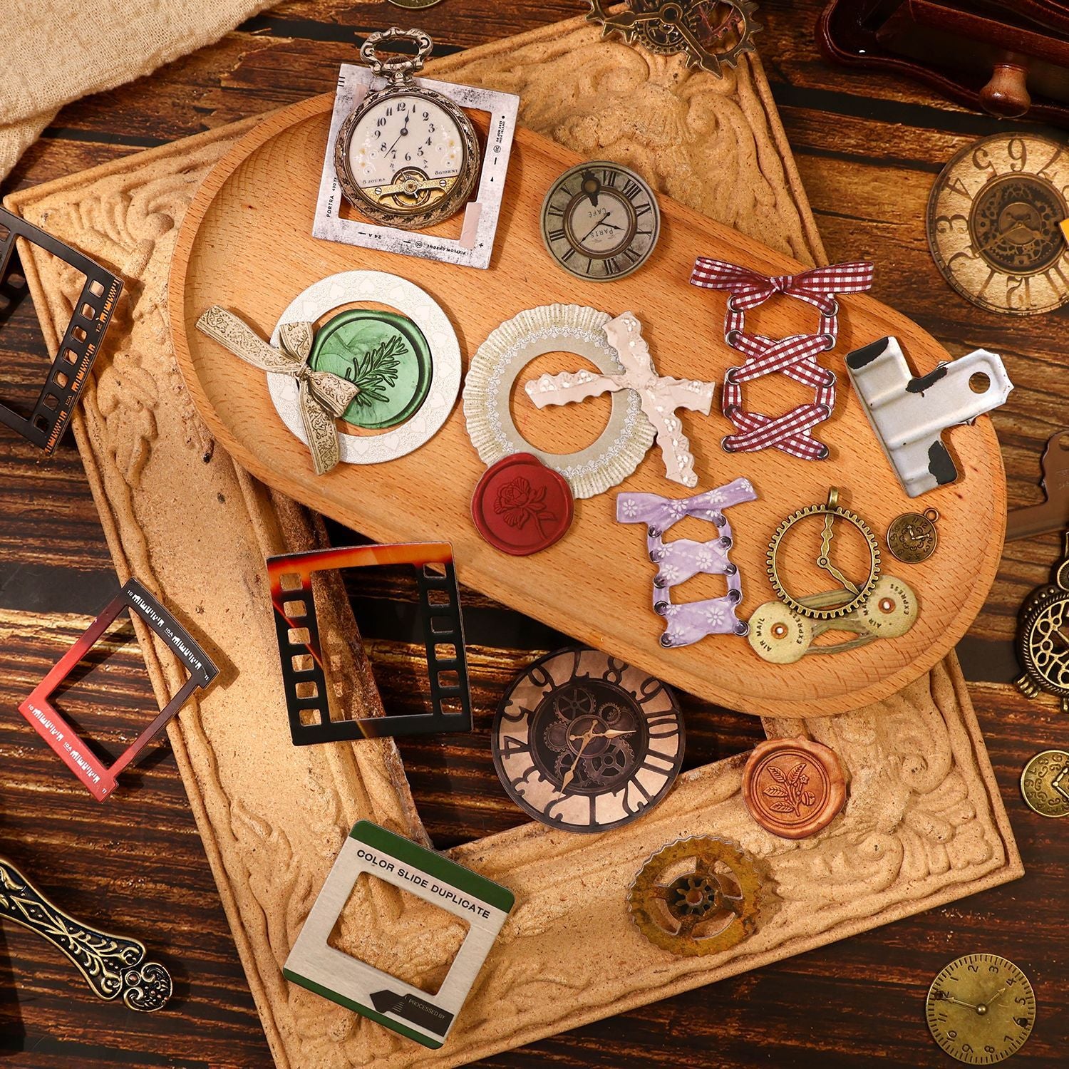 Retro Art Hollow Border Decoration Paper Sticker bag 15 psc