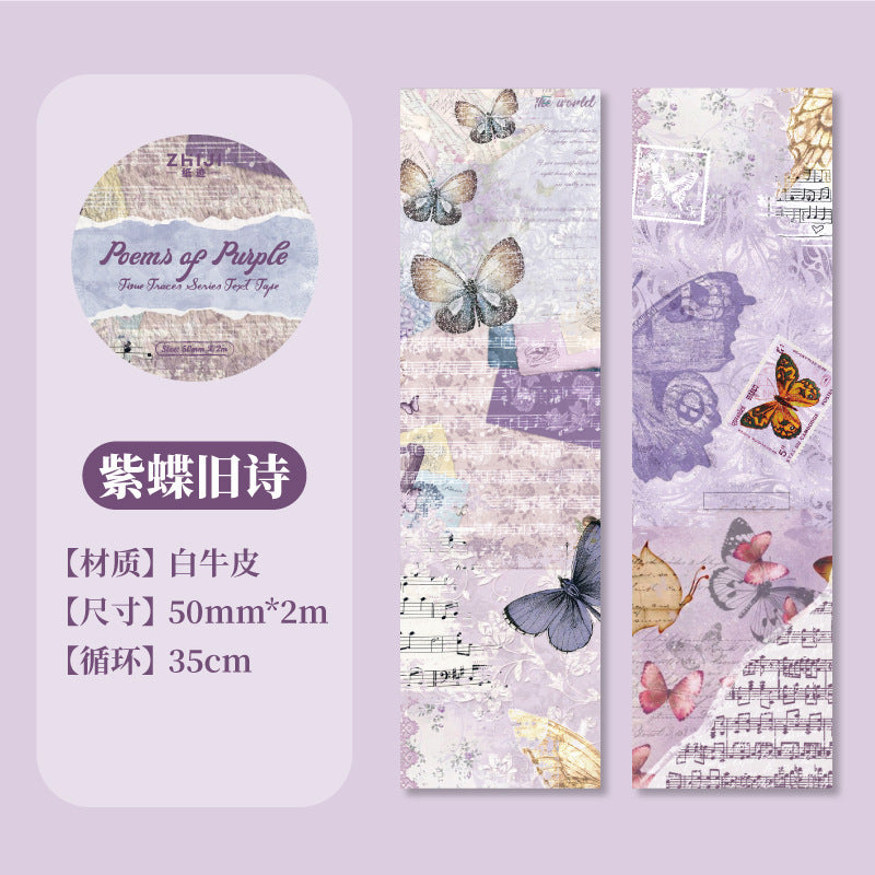 Old Letter Washi Tape – Paper Trace Series, Retro Loop Design, 2m - ViktaShop