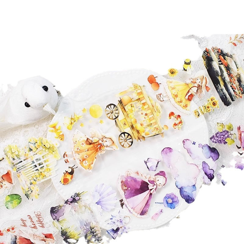 Cartoon Cute House Building Landscape Tape – Sticker Collage, 2m - ViktaShop
