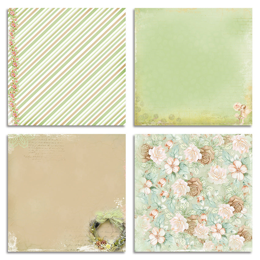 Soft Green DIY Background Pattern Paper - 24 Sheets - ViktaShop