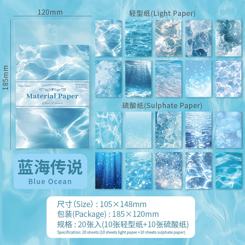Sunlight Shadow Series Decorative Paper – Water Wave Background, 20 Sheets - ViktaShop