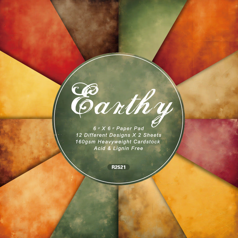 Earthy Background Paper – Single-Sided Pattern Paper, 24 Sheets - ViktaShop