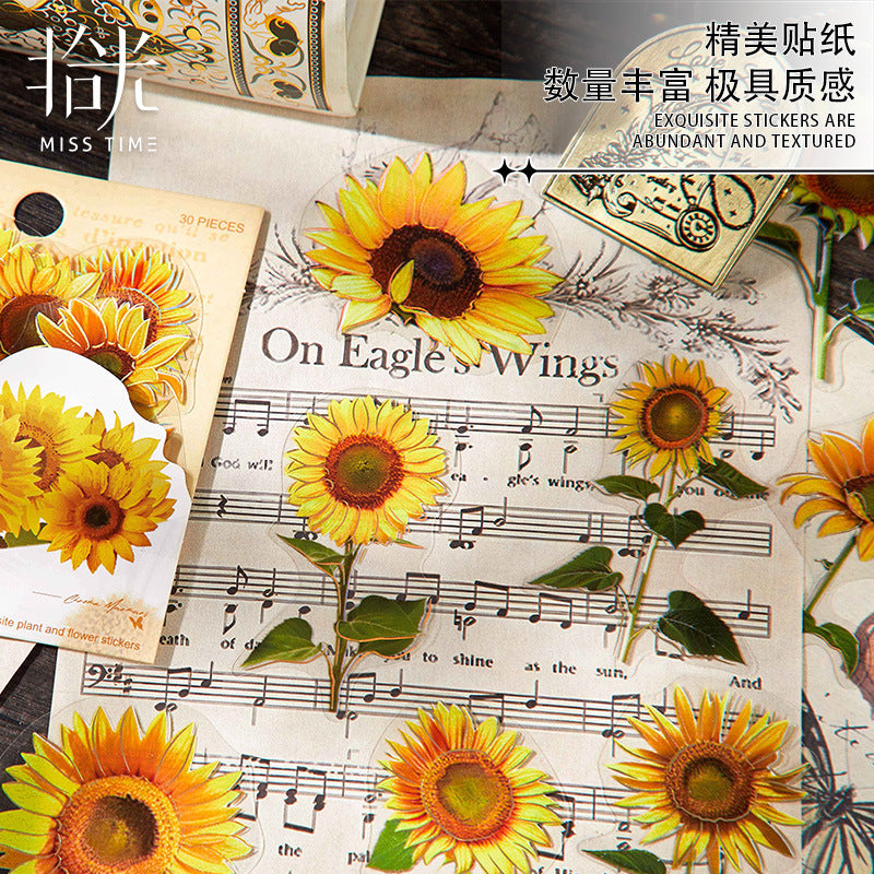 PET hot stamping stickers plant language poetry series 30 psc