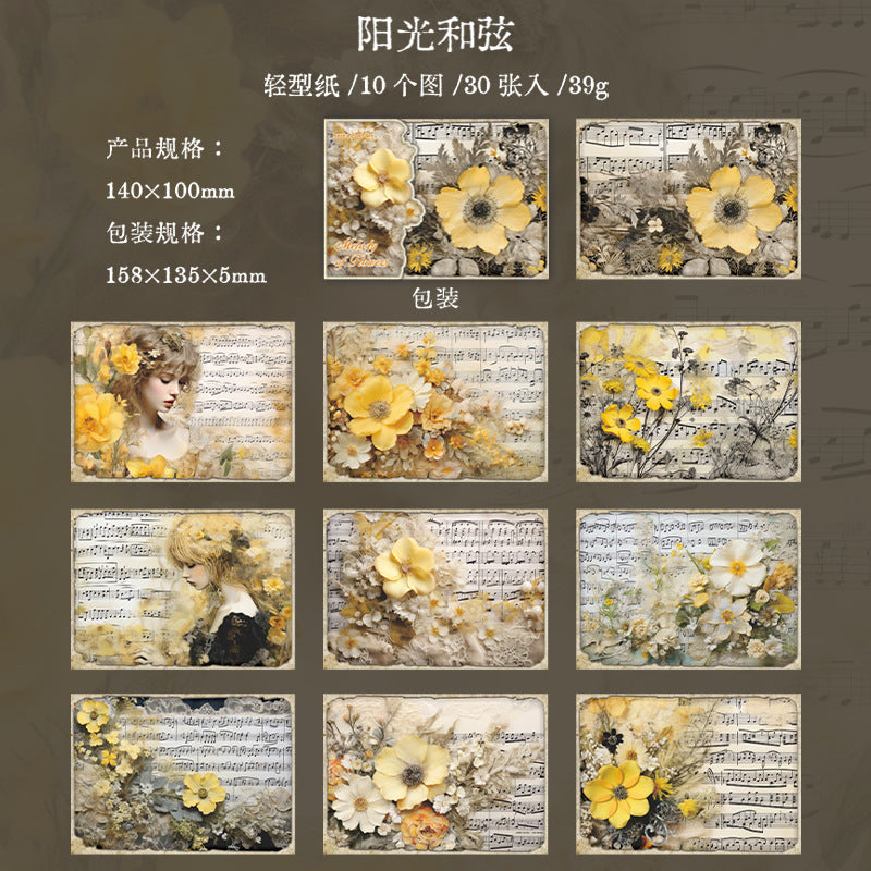 aterial Paper - Flower Melody Music Theme, 10 Pcs - ViktaShop