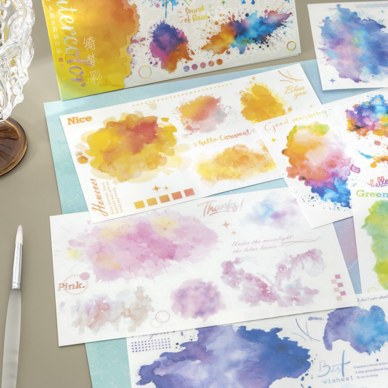 Watercolor Transfer Stickers – Glaze Color Series, 6 Options