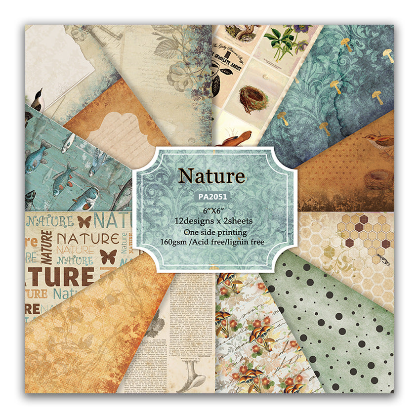 Nature Design DIY Scrapbook & Hand Account Pattern Paper - 24 sheets - ViktaShop