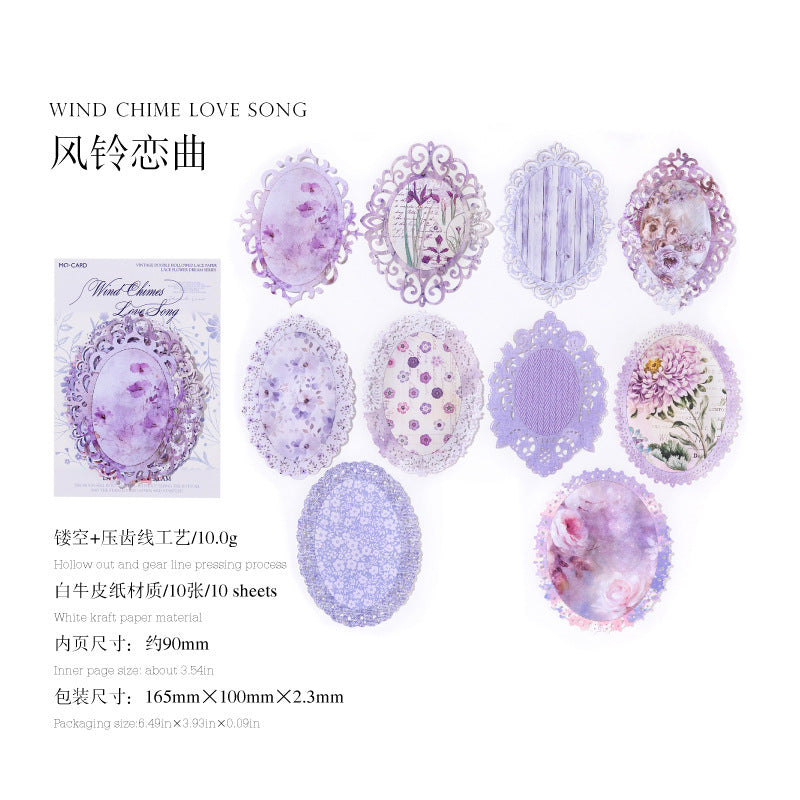 Flower Dream Vintage Lace Paper stickers 10 psc