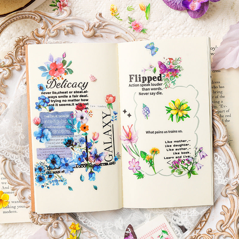 Pet Die-Cut Flat Stickers, Streamer Flower Series, 10 psc