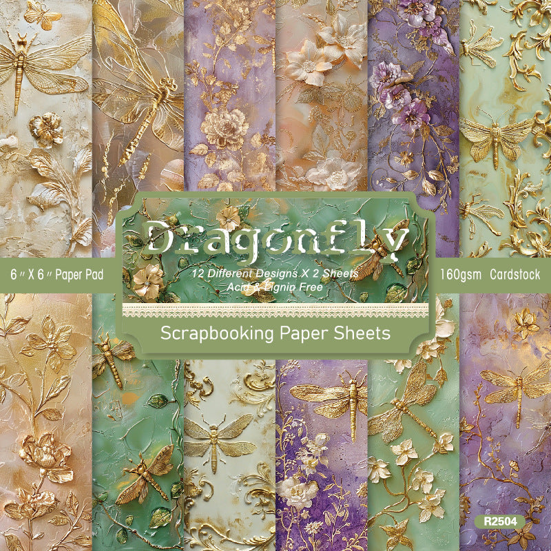Dragonfly Background Paper – Single-Sided, 24 Sheets - ViktaShop
