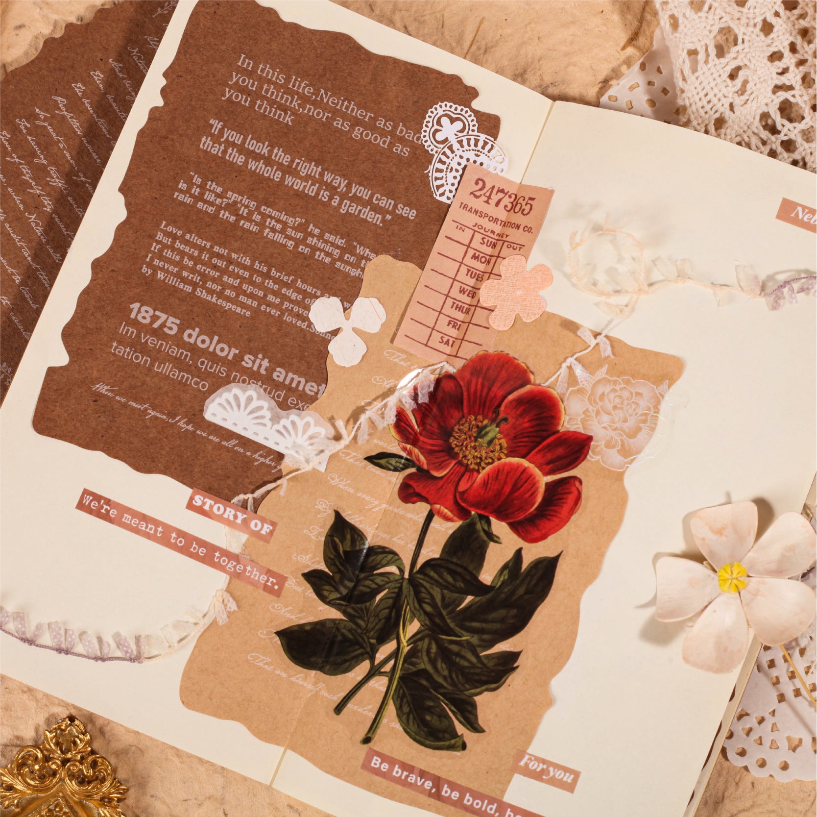 Notes Retro English Hand Account Decoration Material - 20 Pcs - ViktaShop