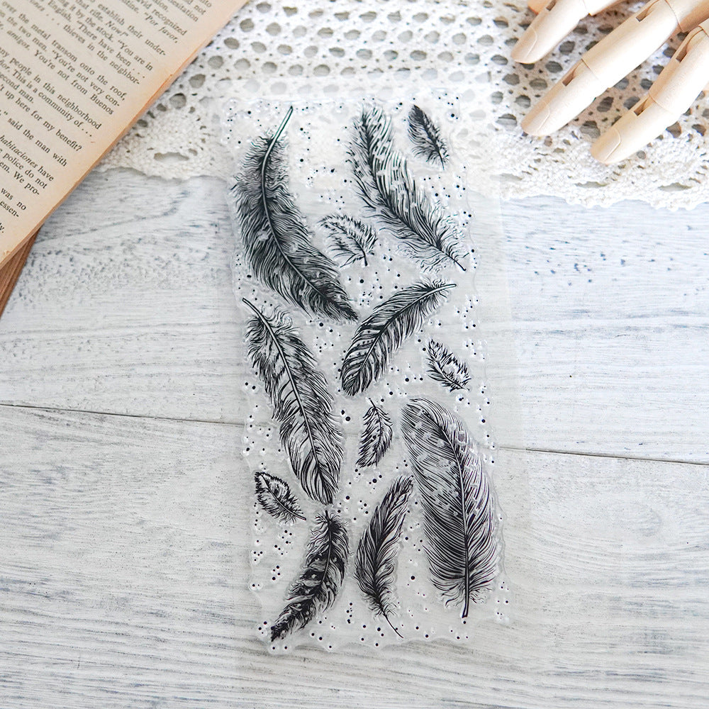 Silicone Transparent Seal, Feather Design for DIY Decoration - ViktaShop