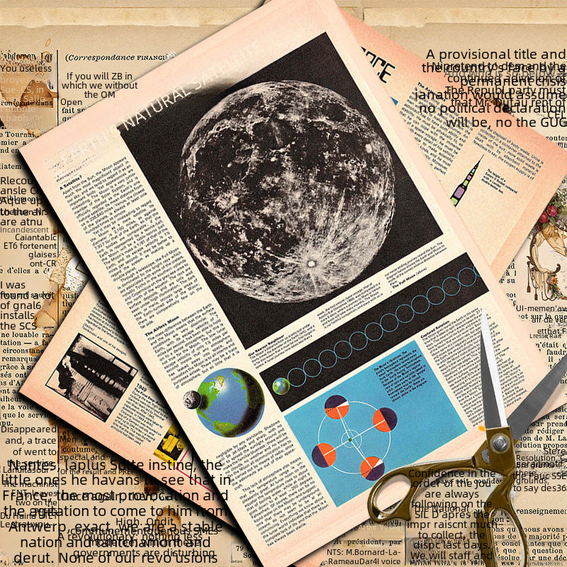 Retro Planet Newspaper Paper - Character Pattern Collage, 8 Pcs - ViktaShop