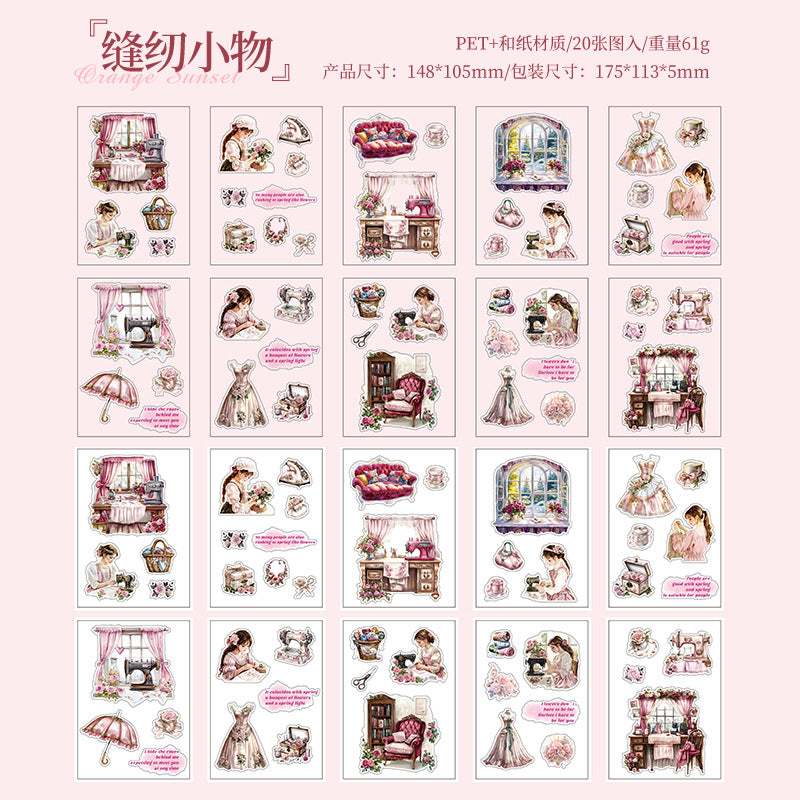 Dark Phantom Little Lucky Series Home Daily  Material Stickers  Book 20 Sheets 4 Styles