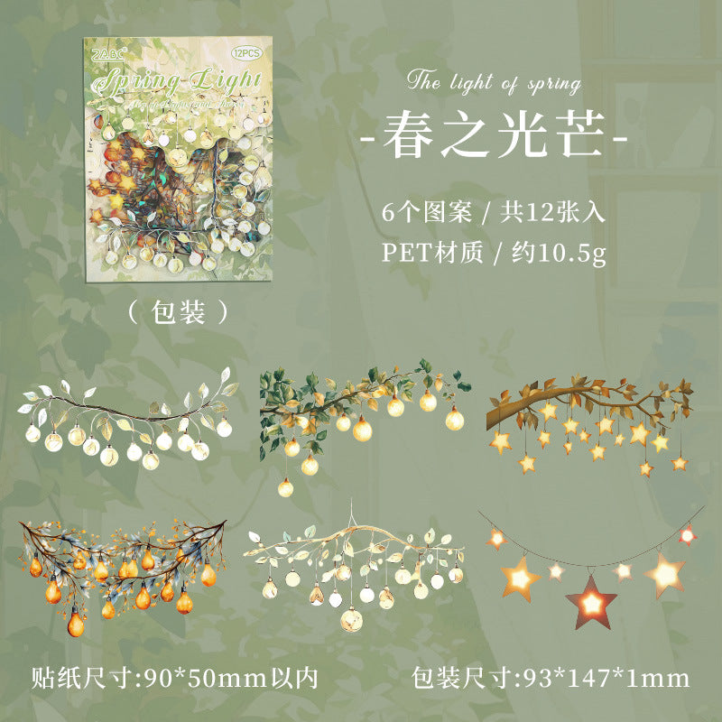 Waterproof PET Laser Stickers – Lamp & Starfish Retro Series, 6 Options - ViktaShop