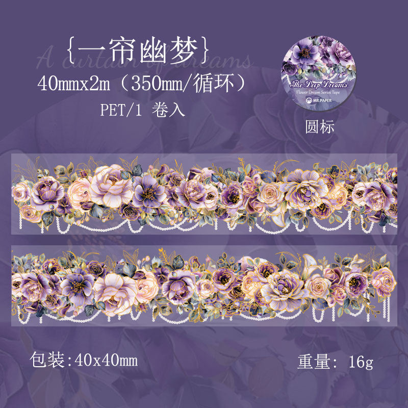 Flower Dream Rose Series – Transparent Waterproof PET Tape, 2m - ViktaShop