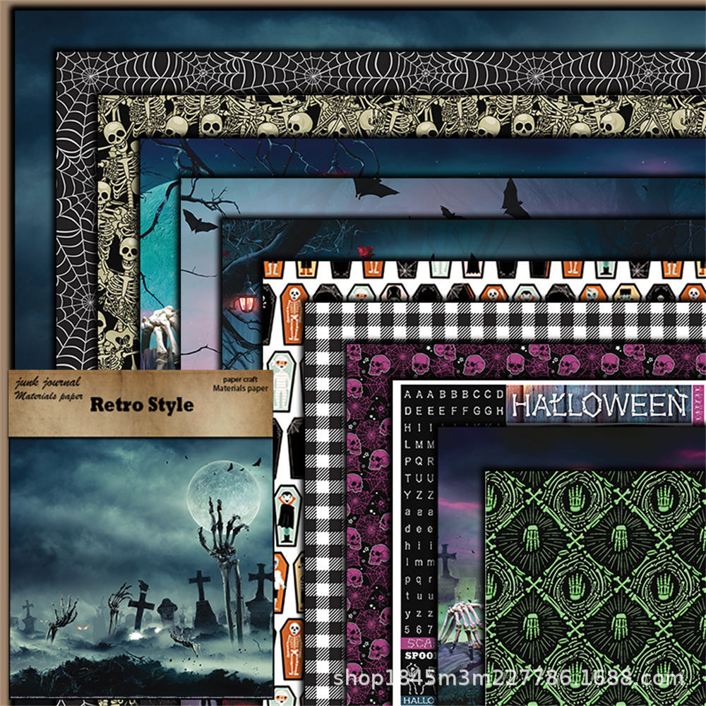 Retro Background Paper Toolbox - Vintage Style, 12 Sheets - ViktaShop
