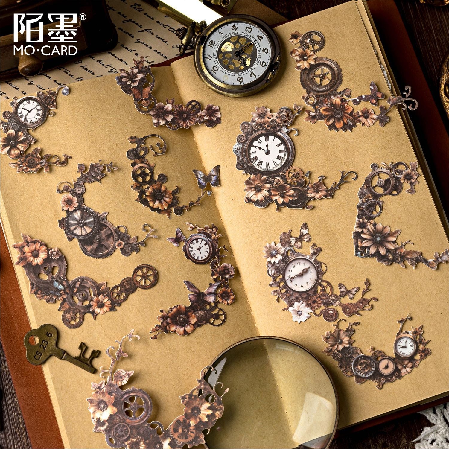 White Kraft Paper Hollow Card Stickers – Rusty Time Series, 6 Options - ViktaShop