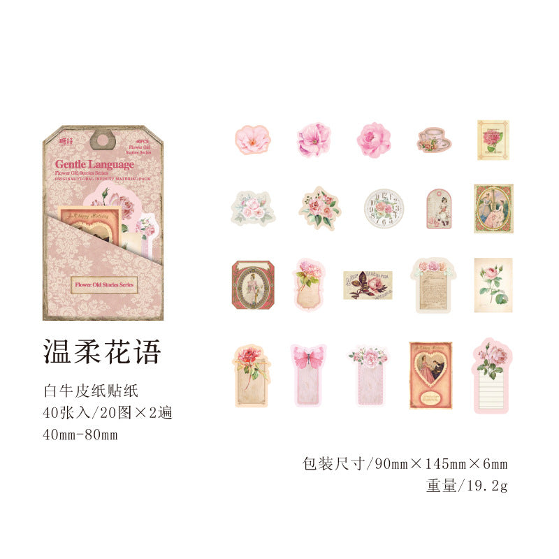 Flower Borderless Material Pack – Flower Old Stories Series, 40 Pcs - ViktaShop