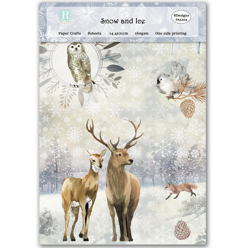 Snow And Ice Pattern Background Paper - 8 Sheets - ViktaShop