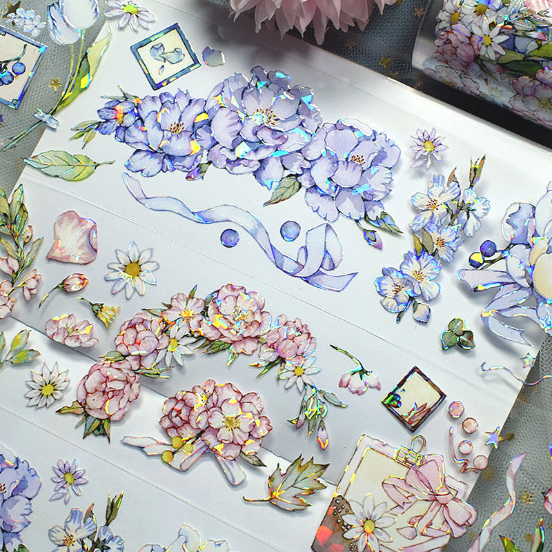 Floral PET Tape - Decorative Oil Paper DIY Stickers, 2m - ViktaShop