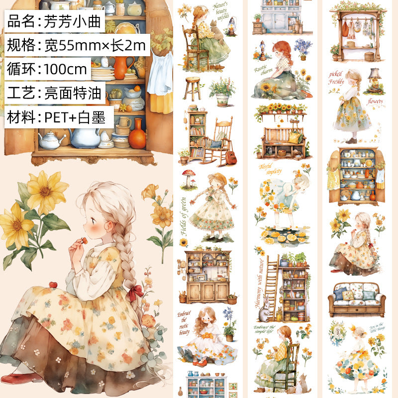 Flower Figure PET Tape – Full Roll Cycle Material for DIY Decoration - 2m - ViktaShop