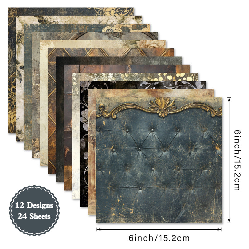 Grunge Background Paper – Single-Sided Pattern Paper, 24 Sheets - ViktaShop