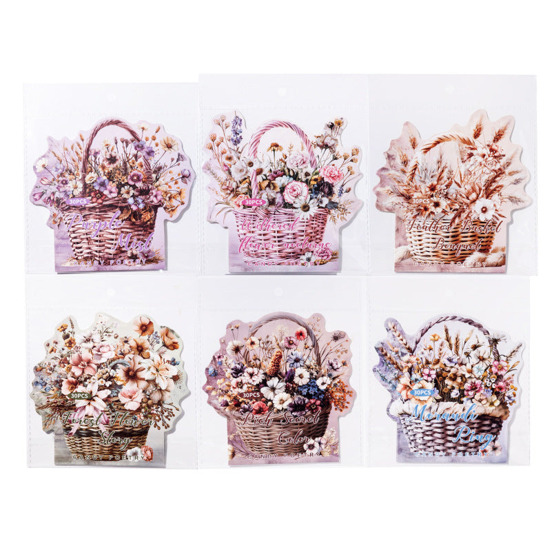 Sugar Poetry Fog PET White Ink Sticker Bag - Forest Box Series, 30 Pcs - ViktaShop