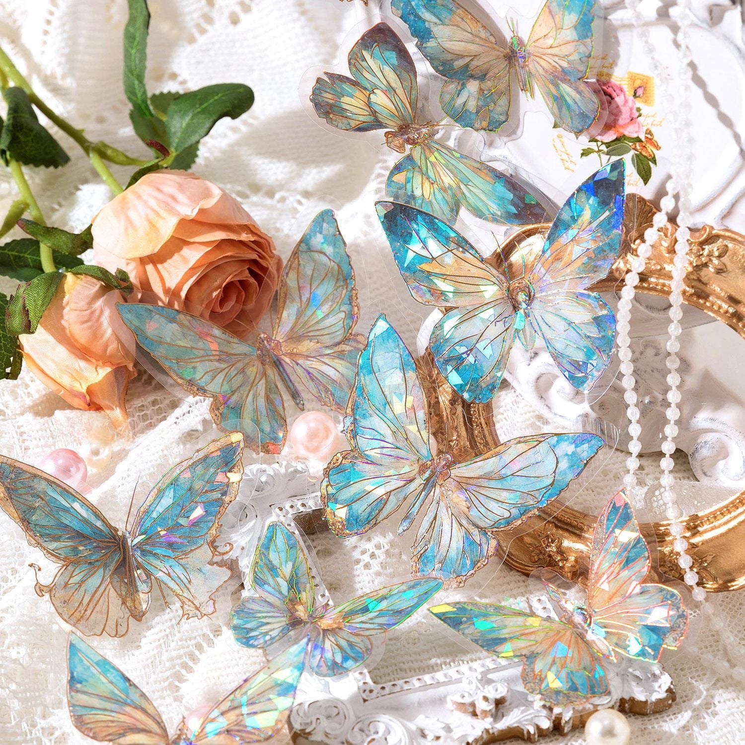 Ice Crystal 3D Butterflies Stickers – PET Decorative Stickers - ViktaShop