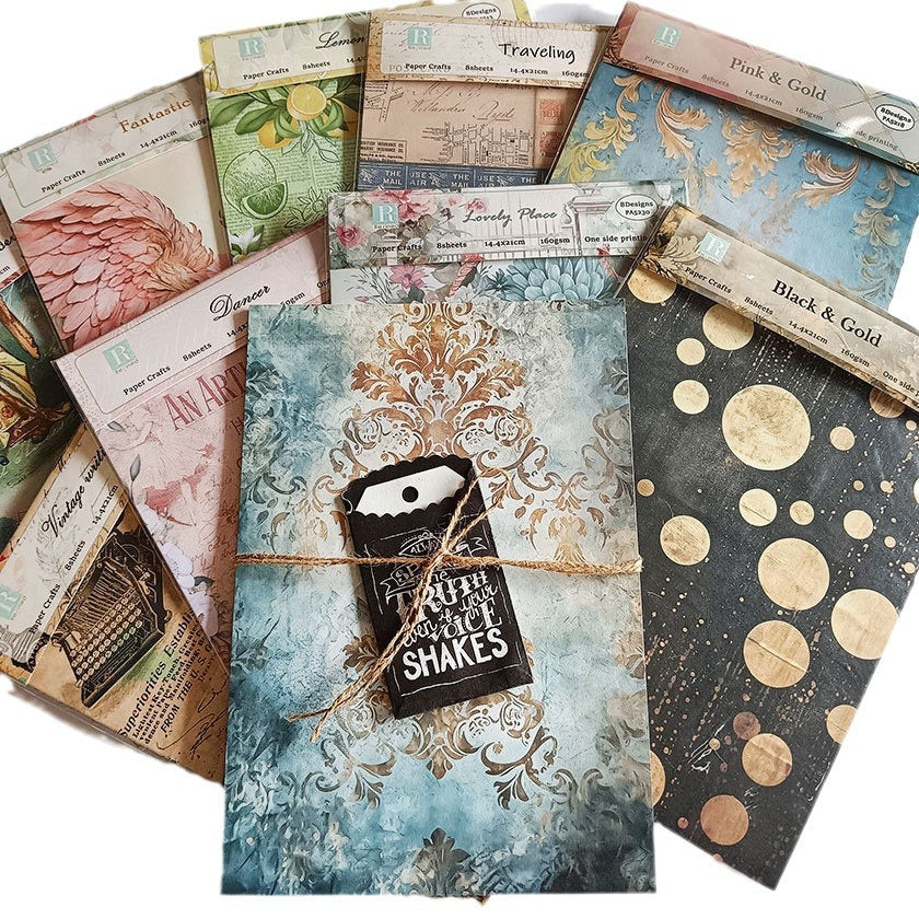 Distressed Paper DIY Background Pattern Paper, 24 Sheets - ViktaShop